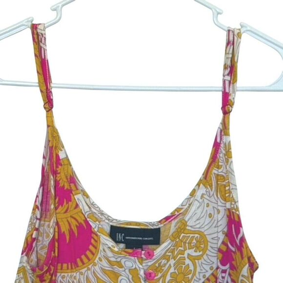 INC International Concepts Print, Swing/Flowy, Peplum Tank, XL, Pink/White/Gold - Picture 3 of 11